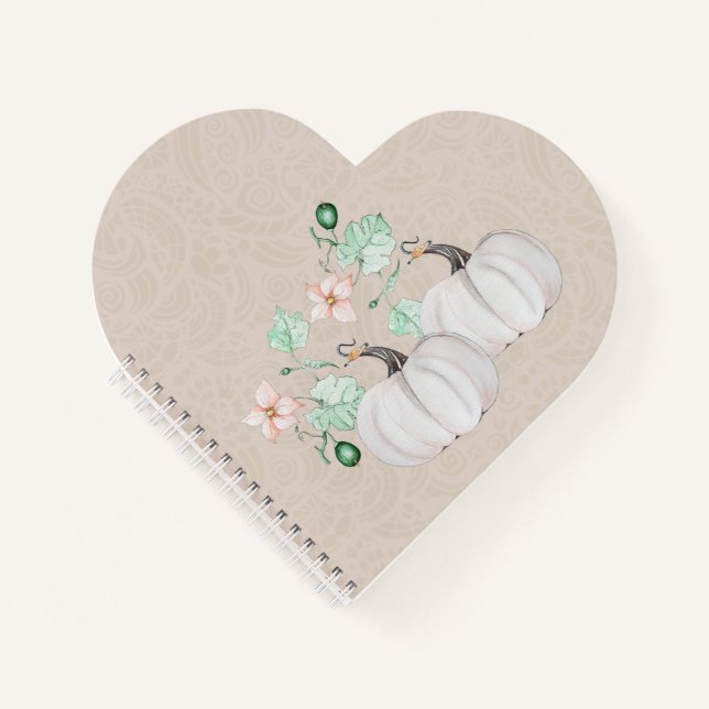 Carnet Citrouille Blanc Et Fleurs Aquarelle Art (Devant)