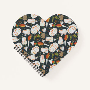 Carnet Citrouille continu motif floral noir et blanc