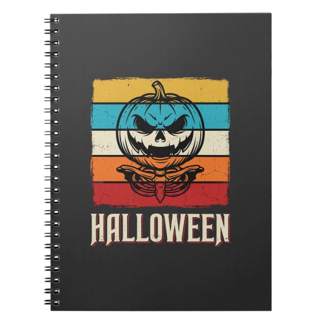 Carnet Citrouille Crâne Halloween Rétro Vintage (Devant)