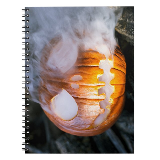 Carnet Citrouille de Halloween Jack-o-Lantern en feu  (Devant)