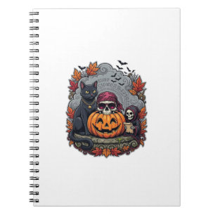 Carnet Citrouille d'Halloween Chat Crâne Faucheuse Automn