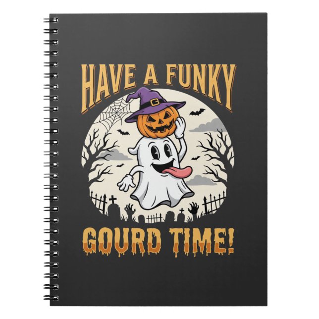Carnet Citrouille Fantôme de la période funky d'Halloween (Devant)