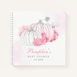 Carnet Citrouille Rose Floral Baby Girl Douche Guest Book