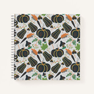 Carnet Citrouille sans soudure carotte motif noir et blan