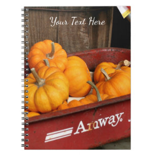 Carnet Citrouilles D'Automne Dans Le Vieux Wagon Rouge