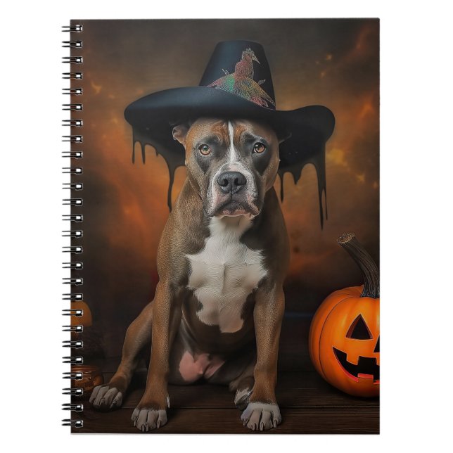 Carnet Citrouilles d'Halloween effrayantes American Staff (Devant)