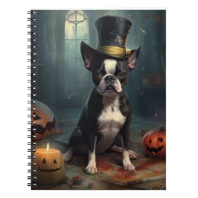 Carnet Citrouilles Épouvantables Boston Terrier Halloween (Devant)
