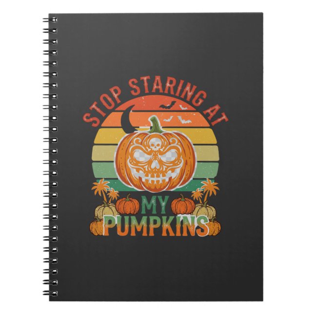Carnet Citrouilles Regard Fixe Halloween Crâne Rétro Couc (Devant)