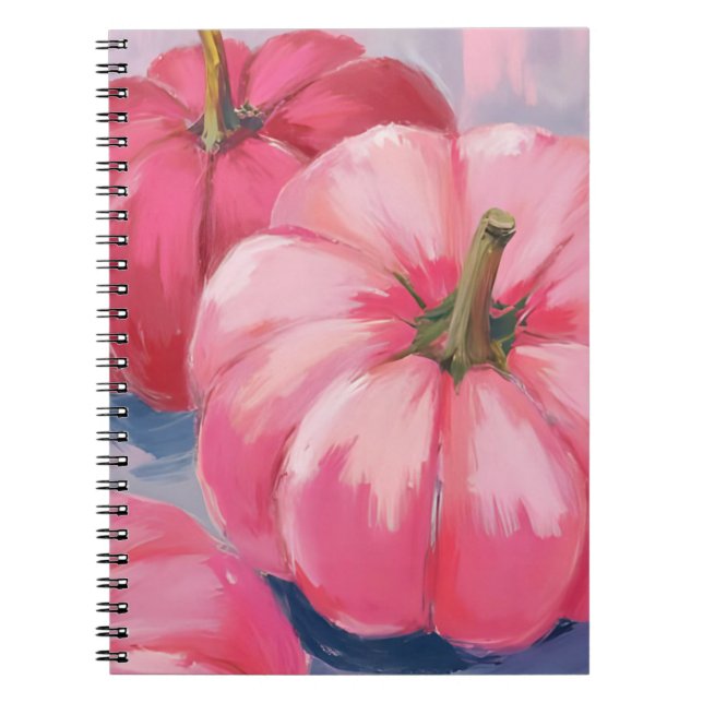 Carnet Citrouilles roses jolies aquarelle (Devant)
