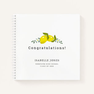 Carnet Citrus citron Floral Blanc Photo Graduation