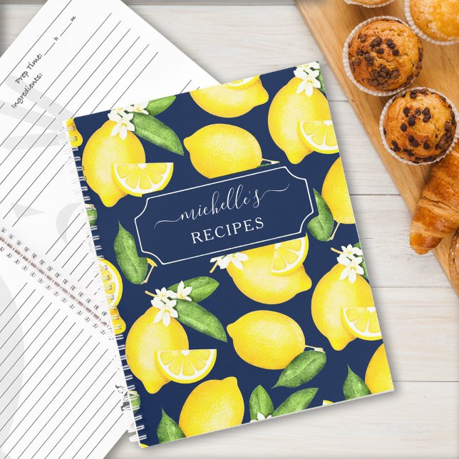 Carnet Citrus Citron Motif personnalisé Recette Marine Bl (Créateur téléchargé)