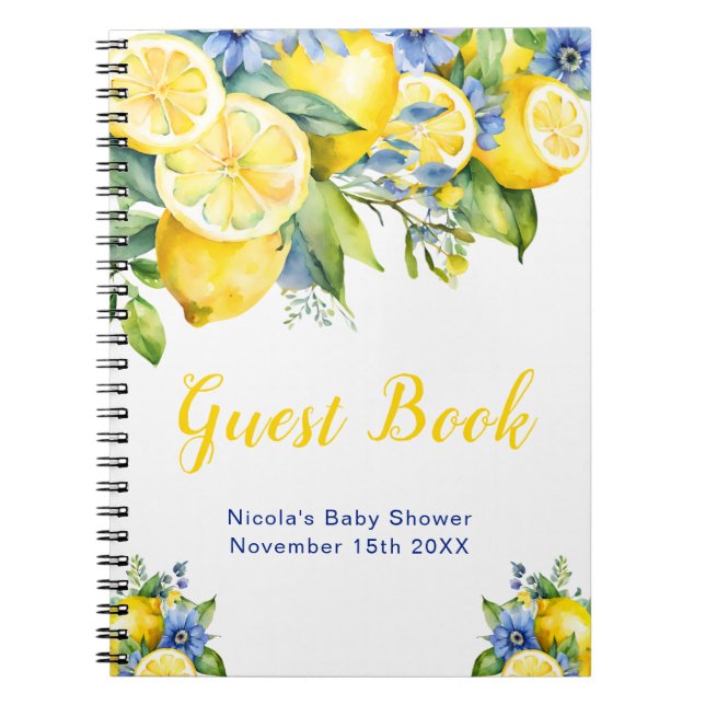 Carnet Citrus Lemon Mediterranean Baby Shower Guest Book (Devant)