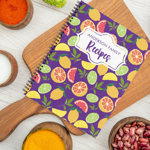 Carnet Citrus violet Citron orange Motif Recettes de fami