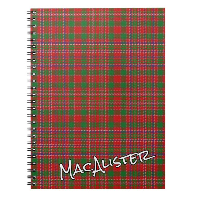 Carnet Clan d'honneur écossais MacAlister Tartan (Devant)