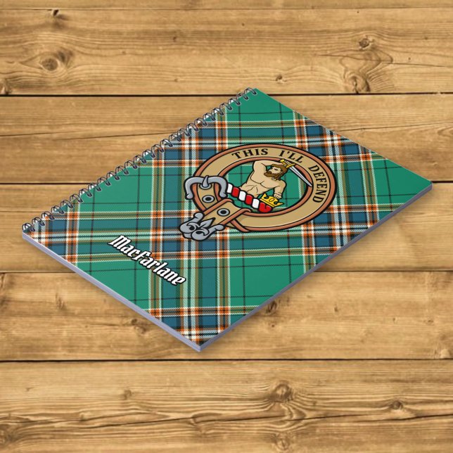 Carnet Clan MacFarlane Crest sur Tartan de chasse antique (Créateur téléchargé)