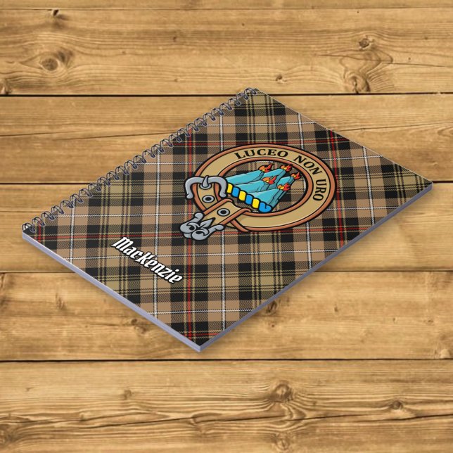 Carnet Clan MacKenzie Crest sur Tartan de chasse Brown (Créateur téléchargé)