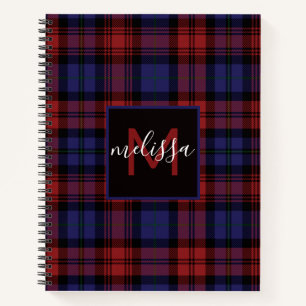 Carnet Clan MacLachlan Tartan Plaid Monogramme Personnali