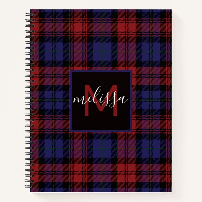 Carnet Clan MacLachlan Tartan Plaid Monogramme Personnali (Devant)
