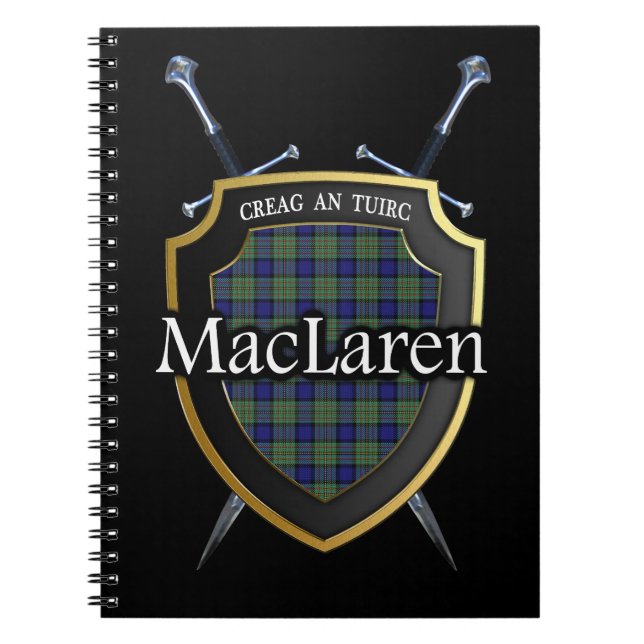 Carnet Clan MacLaren Tartan Shield & Swords (Devant)