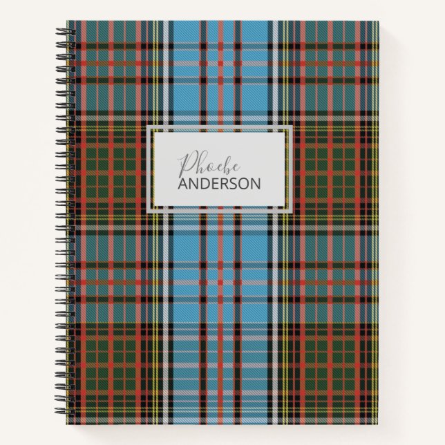 Carnet Clan Tartan personnalisé Anderson Plaid Motif (Devant)