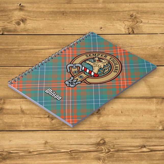 Carnet Clan Wilson Crest au-dessus de Tartan antique (Créateur téléchargé)