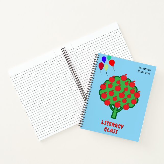 Carnet Classe Blue School Sujet Apple Tree Nom (Intérieur)