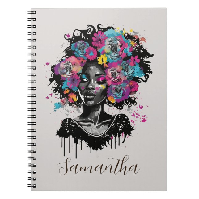 Carnet Classe Florale Afro Femme (Devant)