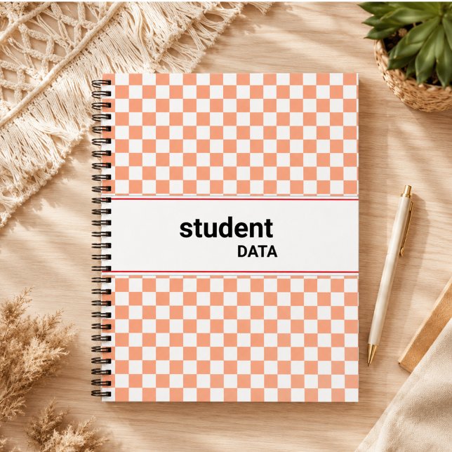 Carnet Classeur à carreaux Boho | Tendance de rentrée sco (Boho Checkerboard Binder | Trendy Back to School Notebook)
