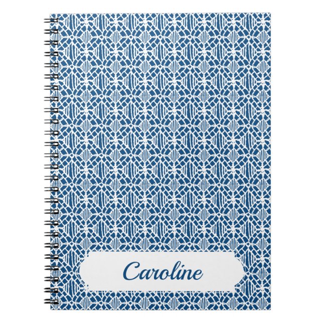 Carnet Classic Blue With White Crochet Lace Pattern (Devant)
