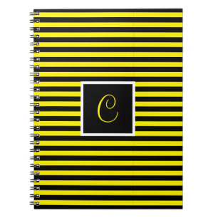 Carnet Classic Custom Initial Jaune et Noir rayé