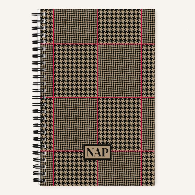 Carnet Classic Houndstooth Black Taupe Hot Pink Check (Recto)