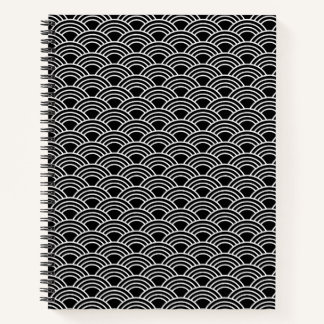 Carnet Classic Japanese Seigaiha Wave Pattern Monochrome