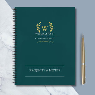 Carnet Classic Laurel Wreath Turquoise Gold Monogramme