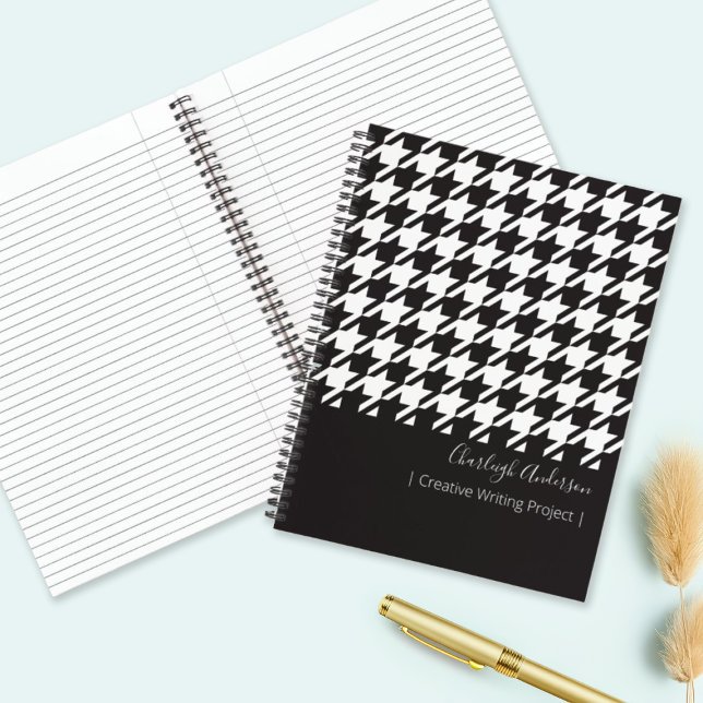 Carnet Classic moderne noir et blanc Houndstooth (Créateur téléchargé)