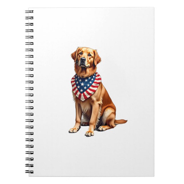 Carnet Classic Patriotic Golden Retriever Vintage Shirt 2 (Devant)