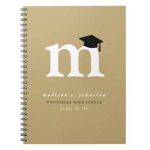 Carnet Classic White Monogram And Mortar Board Graduation