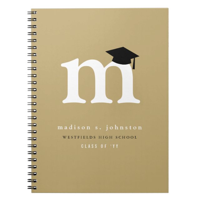 Carnet Classic White Monogram And Mortar Board Graduation (Devant)