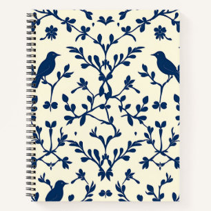 Carnet Classique bleu marine silhouette de toile damassée