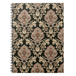 Carnet classique damask jacquard motif avec cadre abstrai