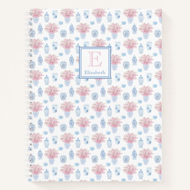 Carnet Classique Dames Bleu Blanc Gingembre Rose Jars Ini (Devant)