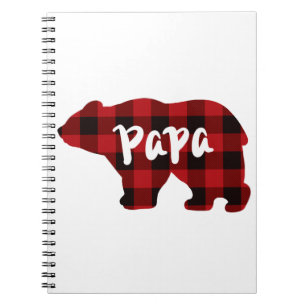 Carnet classique rouge noir plaid cadeau ours de pavot po