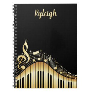 Carnet Classy Black and Gold Musical Personnalisé