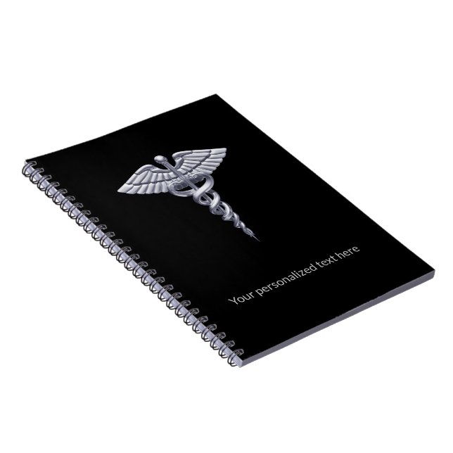 Carnet Classy Medical Caduceus on Black Silver (Côté Droit)