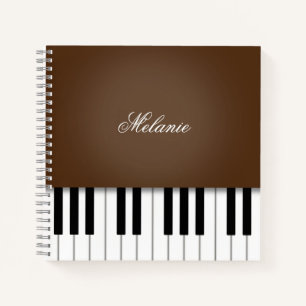 Carnet Clavier Brown foncé de musique piano personnalisé