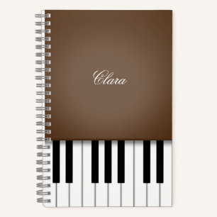 Carnet Clavier Brown foncé de musique piano personnalisé