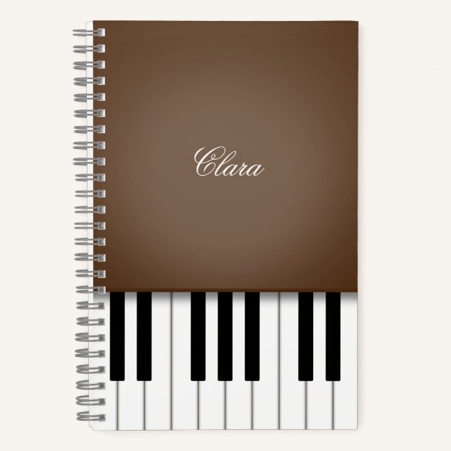 Carnet Clavier Brown foncé de musique piano personnalisé (Recto)