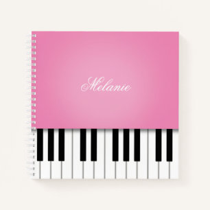 Carnet Clavier de musique de piano rose personnalisé
