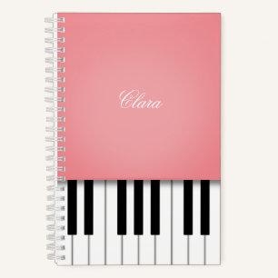 Carnet Clavier de musique de piano rose rose personnalisé