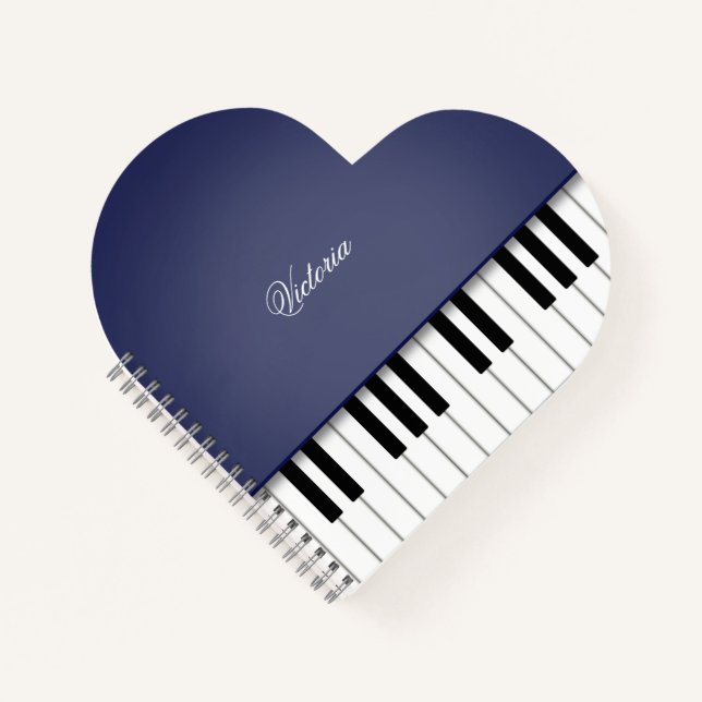 Carnet Clavier de musique grand piano bleu minuit personn (Devant)