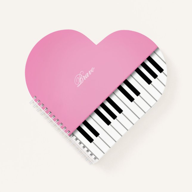 Carnet Clavier de musique grand piano rose joli personnal (Devant)